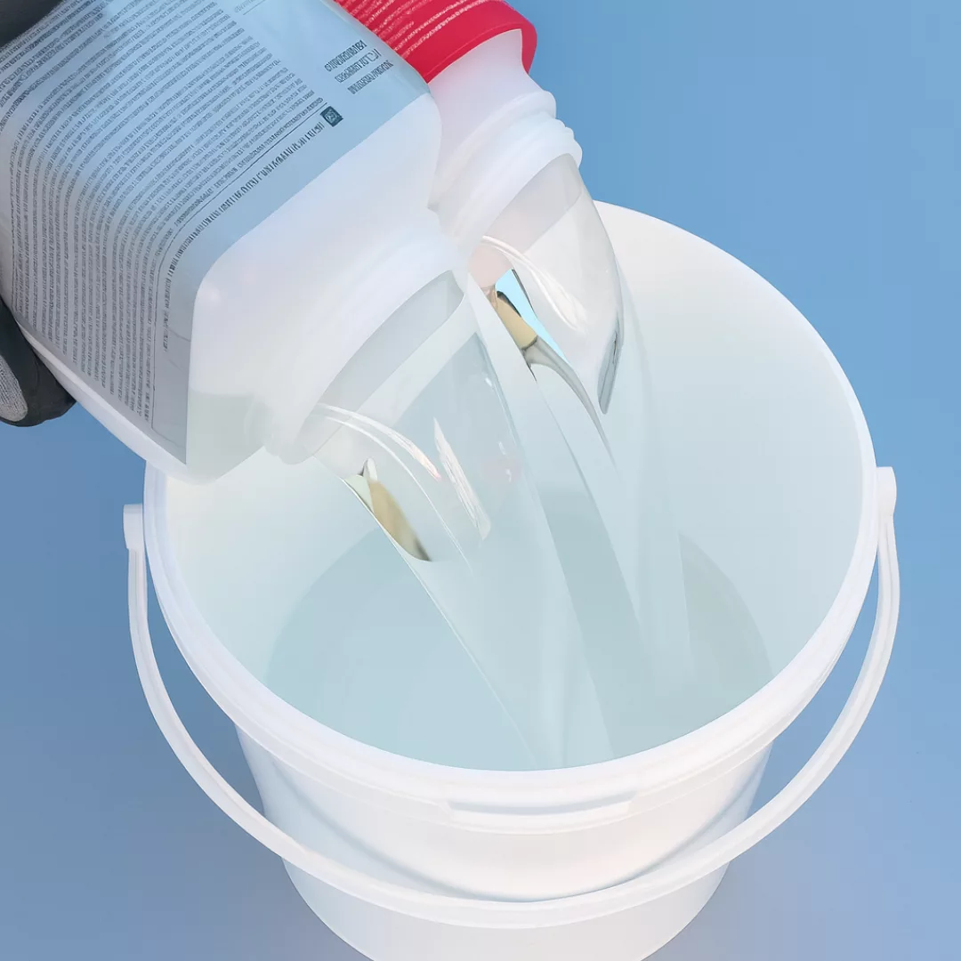Shake bottles and empty both into a 5-gallon bucket