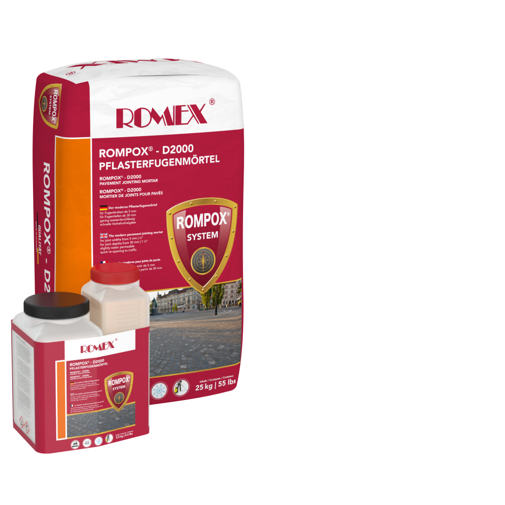 D2000 Heavy Vehicle Jointing
Recommended When:
• Surface needs to withstand 25 T of weight
• Joint widths over 1/4" | 5mm (Concrete Pavers)
• Joint widths over 1/8" | 3mm (Porcelain Tile & Natural Stone)
• Roads and streets