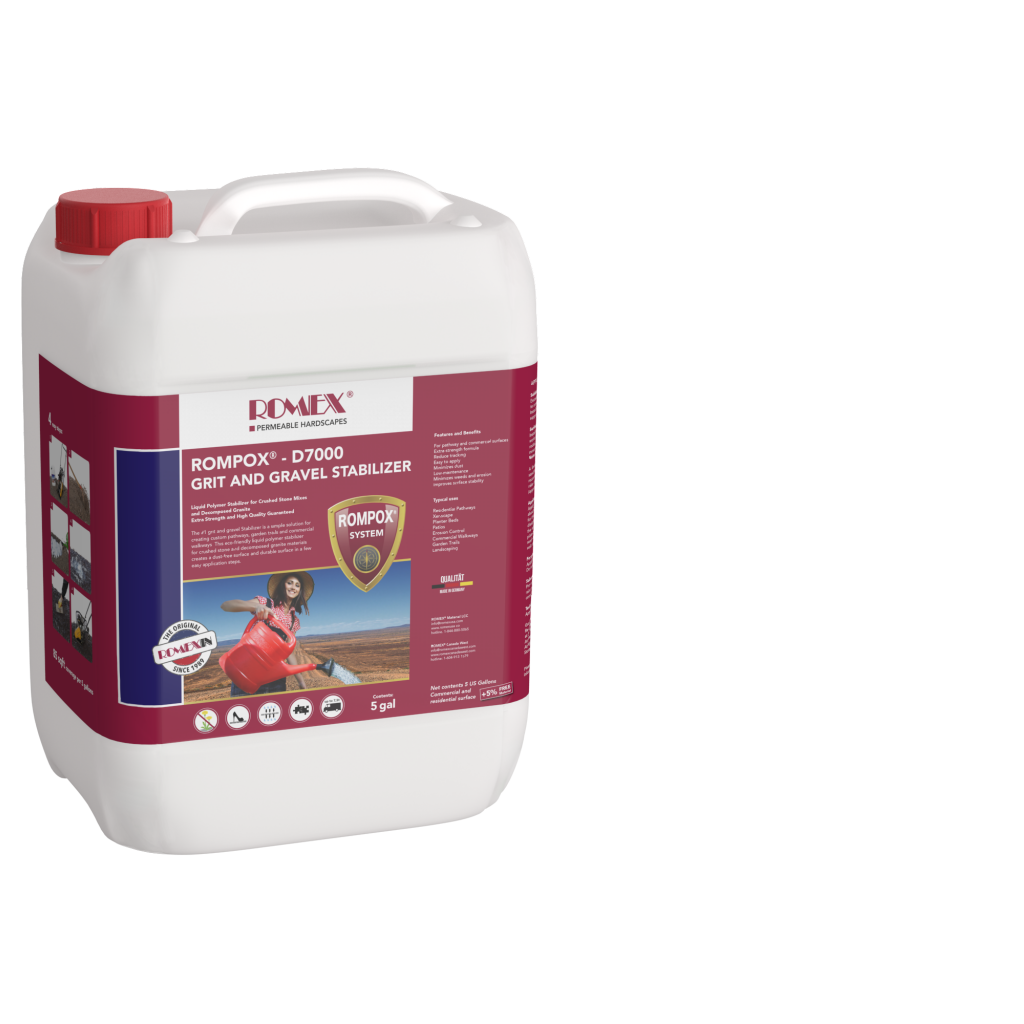 D7000<br/> Rock Dust StabilizerRecommended When:
• Aggregate with fines
• Prevents loose rock dust and eliminates dust
• Garden pathways and public spaces