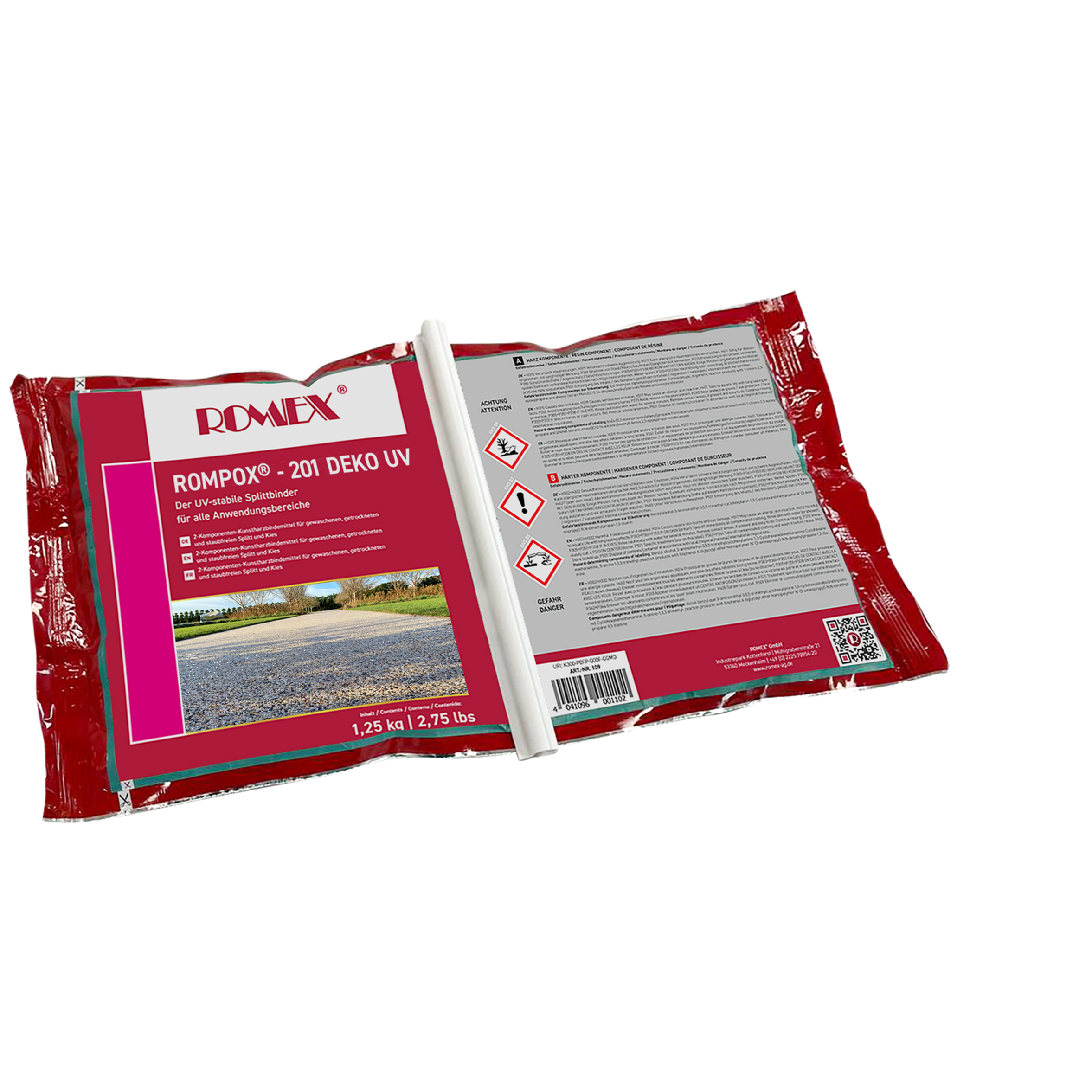 DEKO UV Gravel Binder (Light)Recommended When:
• For light colored aggregate
• Aggregate without fines
• Prevents loose gravel
• Drainage strips, tree surrounds, patios, pathways and
driveways