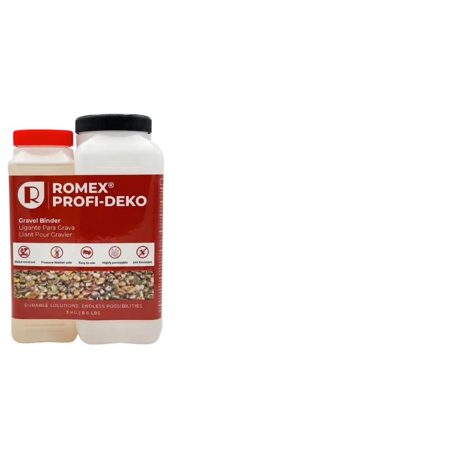 Gravel Binder
Recommended When:
• Aggregate without fines
• Prevents loose gravel
• Drainage strips, tree surrounds, patios, pathways and
driveways