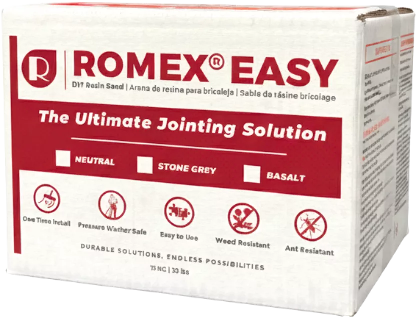 DIY Resin Jointing Sand
Recommended When:  
• Joint widths are over 1/4" | 5mm (Natural Stone)  
• Natural stone patios and pathways  
• Patios and pathways