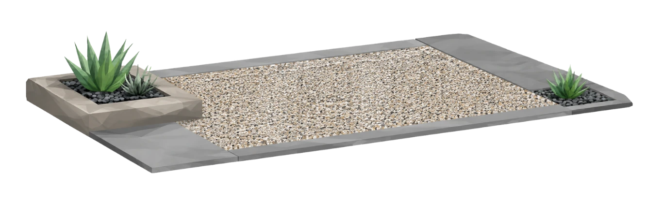 ROMEX PROFI DEKO resin bound stone surface around a tree surround, demonstrating a permeable decorative finish